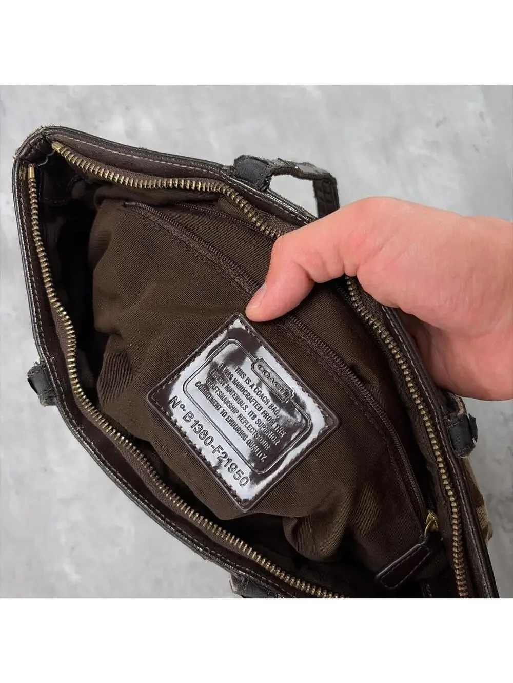Y2K Brown Coach Monogram Distressed Poppy Shoulder Bag